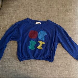 Bobo Choses Blue Long Sleeve Tee with Colorful Shapes